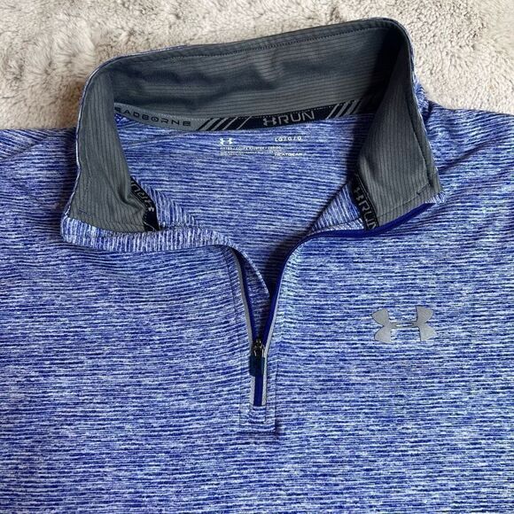 Under Armour Heat Gear 1/4 Zip Long Sleeve Womens Size Large Fitted Run Activewe - Picture 3 of 9